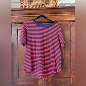 Universal Standard Red and Blue Striped Short Sleeve Tee